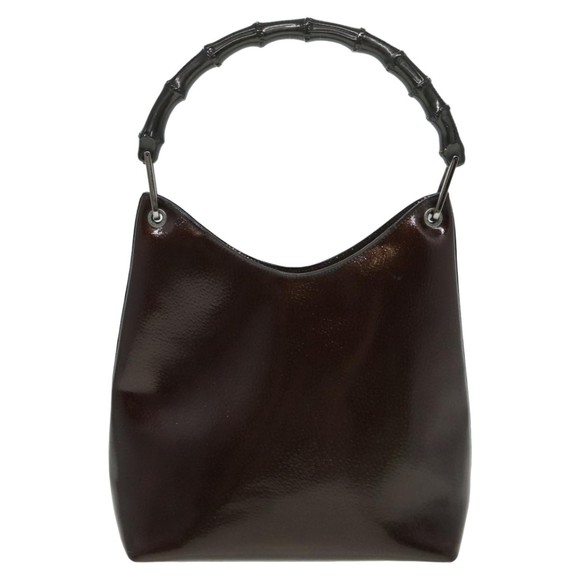 GUCCI Bamboo Hand Bag Enamel Brown 001 2058 3007 Auth yk13474 - Picture 2 of 16